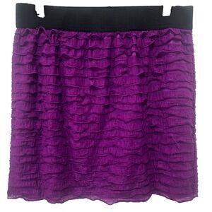 Apt 9 Purple Layered Ruffle Mini Skirt M Fairy Grunge Whimsigoth Stretch Skater